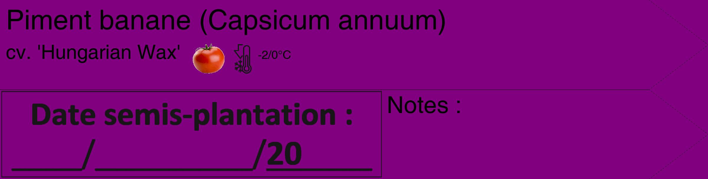 Étiquette de : Capsicum annuum cv. 'Hungarian Wax' - format c - style noire46_simple_simplehel avec comestibilité simplifiée