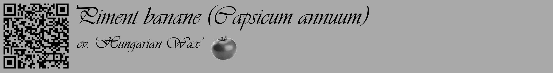Étiquette de : Capsicum annuum cv. 'Hungarian Wax' - format c - style noire13_basique_basiqueviv avec qrcode et comestibilité simplifiée