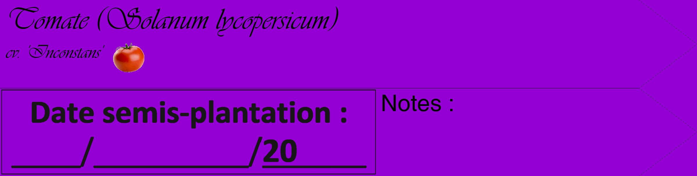 Étiquette de : Solanum lycopersicum cv. 'Inconstans' - format c - style noire48_simple_simpleviv avec comestibilité simplifiée