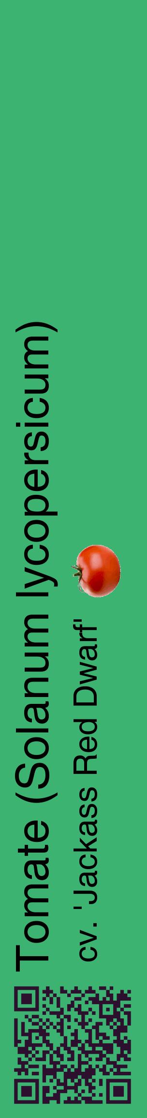 Étiquette de : Solanum lycopersicum cv. 'Jackass Red Dwarf' - format c - style noire12_basiquehel avec qrcode et comestibilité simplifiée