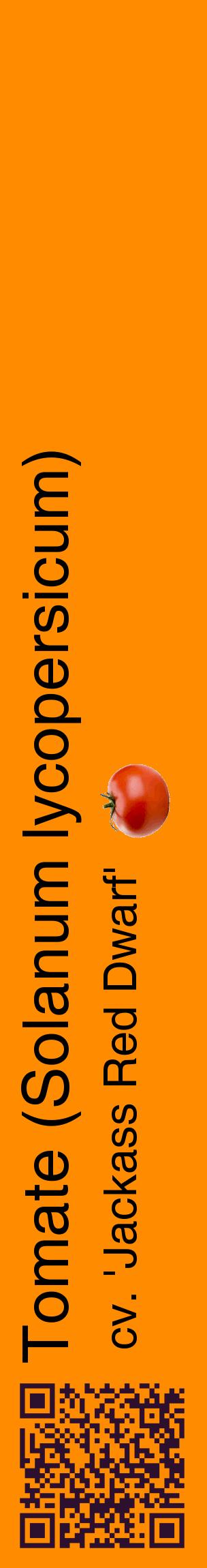 Étiquette de : Solanum lycopersicum cv. 'Jackass Red Dwarf' - format c - style noire23_basiquehel avec qrcode et comestibilité simplifiée