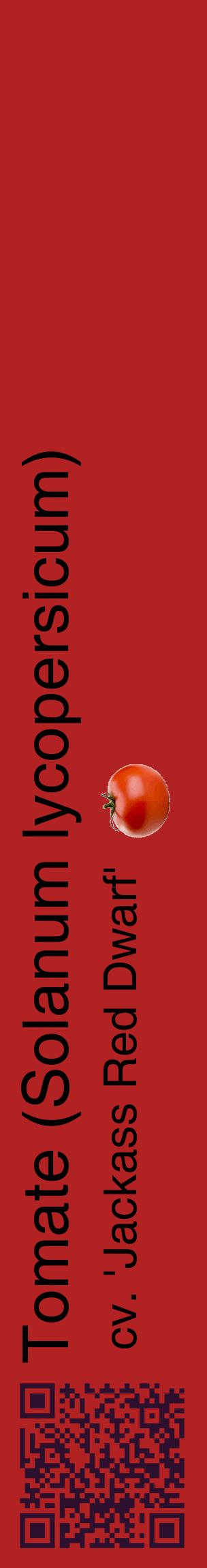 Étiquette de : Solanum lycopersicum cv. 'Jackass Red Dwarf' - format c - style noire28_basiquehel avec qrcode et comestibilité simplifiée