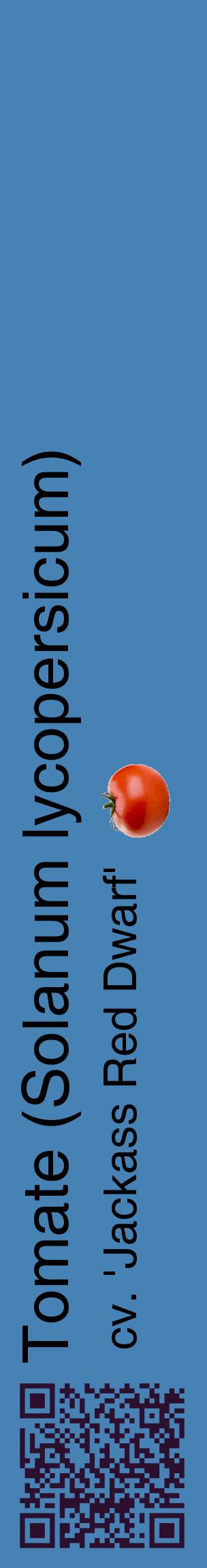 Étiquette de : Solanum lycopersicum cv. 'Jackass Red Dwarf' - format c - style noire5_basiquehel avec qrcode et comestibilité simplifiée