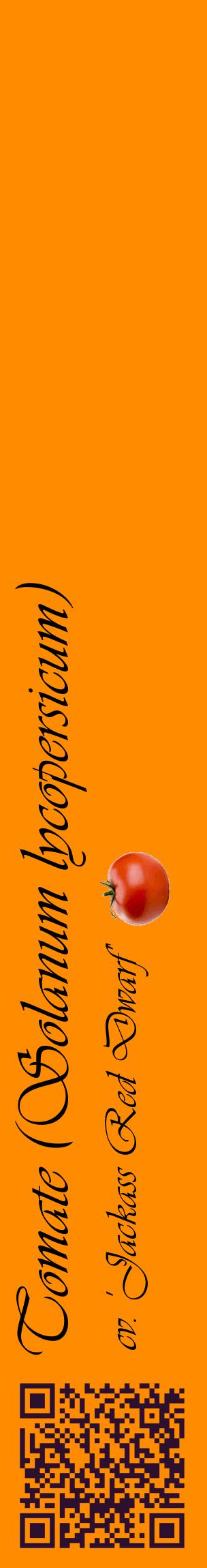 Étiquette de : Solanum lycopersicum cv. 'Jackass Red Dwarf' - format c - style noire23_basiqueviv avec qrcode et comestibilité simplifiée