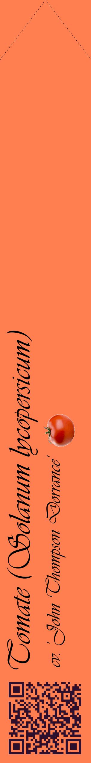 Étiquette de : Solanum lycopersicum cv. 'John Thompson Dorrance' - format c - style noire24_simpleviv avec qrcode et comestibilité simplifiée