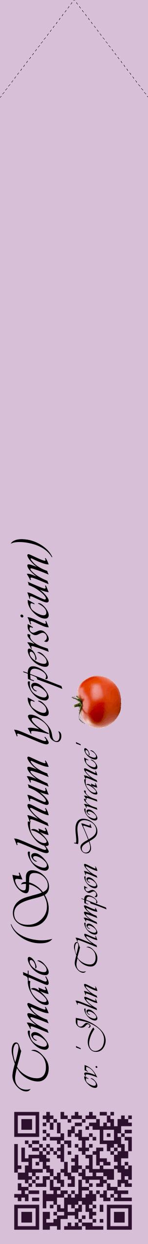 Étiquette de : Solanum lycopersicum cv. 'John Thompson Dorrance' - format c - style noire54_simpleviv avec qrcode et comestibilité simplifiée