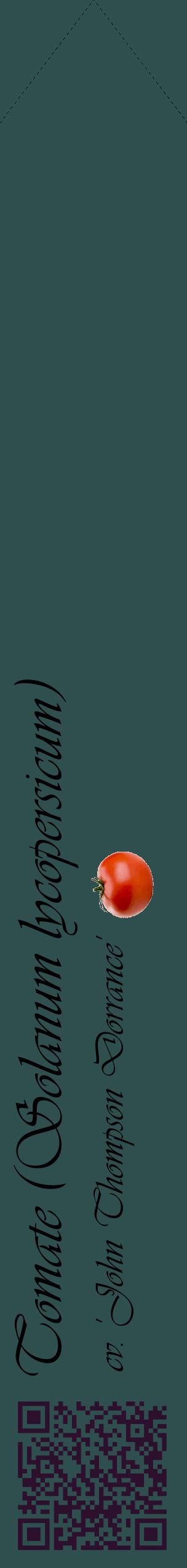 Étiquette de : Solanum lycopersicum cv. 'John Thompson Dorrance' - format c - style noire58_simpleviv avec qrcode et comestibilité simplifiée