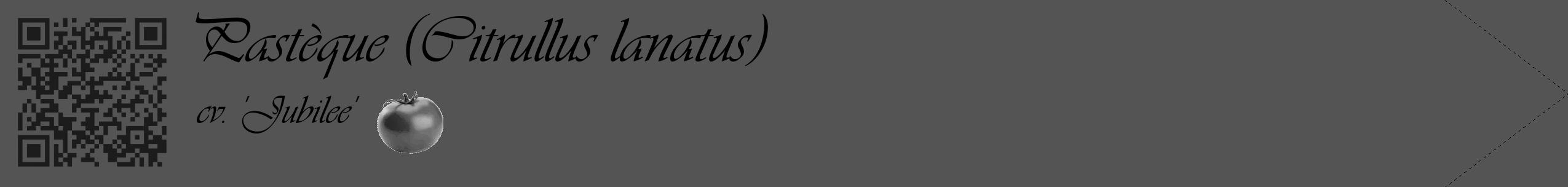 Étiquette de : Citrullus lanatus cv. 'Jubilee' - format c - style noire36_simple_simpleviv avec qrcode et comestibilité simplifiée