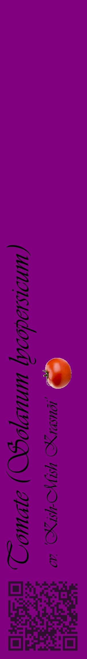 Étiquette de : Solanum lycopersicum cv. 'Kish-Mish Krasnõi' - format c - style noire46_basiqueviv avec qrcode et comestibilité simplifiée