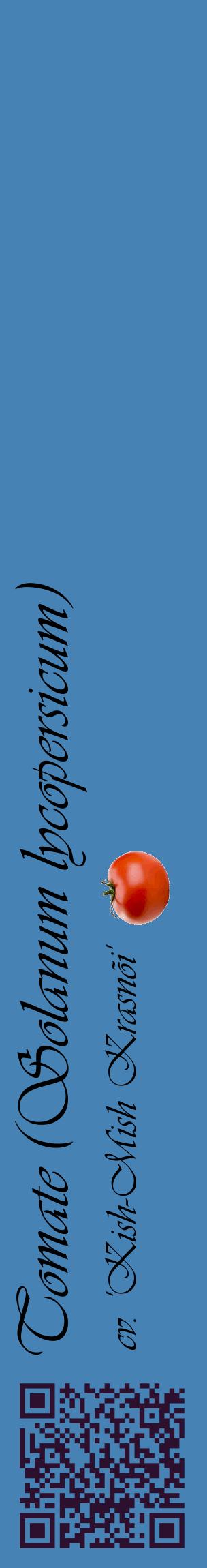 Étiquette de : Solanum lycopersicum cv. 'Kish-Mish Krasnõi' - format c - style noire5basique_basique_basiqueviv avec qrcode et comestibilité simplifiée - position verticale