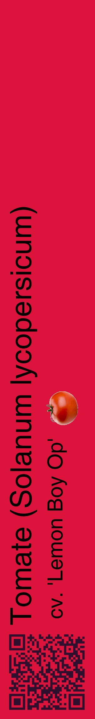 Étiquette de : Solanum lycopersicum cv. 'Lemon Boy Op' - format c - style noire36_basiquehel avec qrcode et comestibilité simplifiée