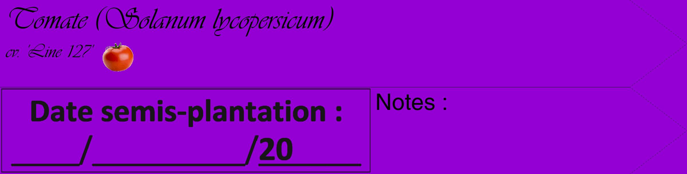 Étiquette de : Solanum lycopersicum cv. 'Line 127' - format c - style noire48_simple_simpleviv avec comestibilité simplifiée