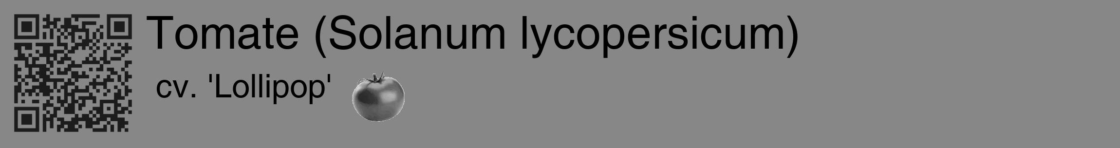 Étiquette de : Solanum lycopersicum cv. 'Lollipop' - format c - style noire12_basique_basiquehel avec qrcode et comestibilité simplifiée
