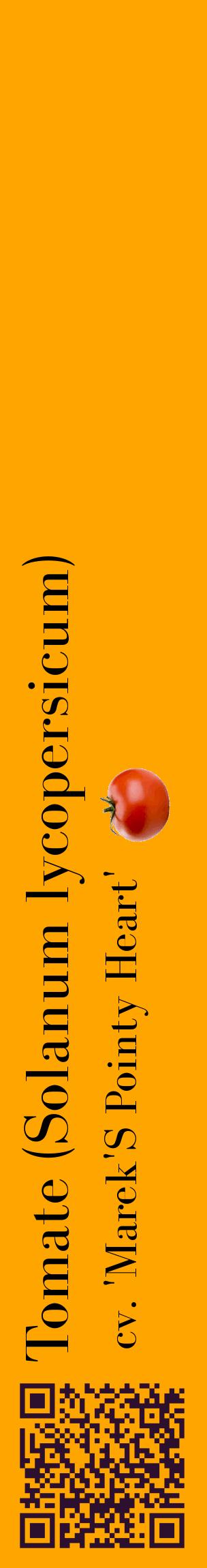 Étiquette de : Solanum lycopersicum cv. 'Marek'S Pointy Heart' - format c - style noire22_basiquebod avec qrcode et comestibilité simplifiée