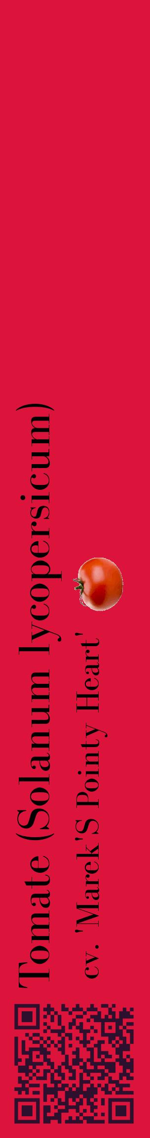 Étiquette de : Solanum lycopersicum cv. 'Marek'S Pointy Heart' - format c - style noire36_basiquebod avec qrcode et comestibilité simplifiée