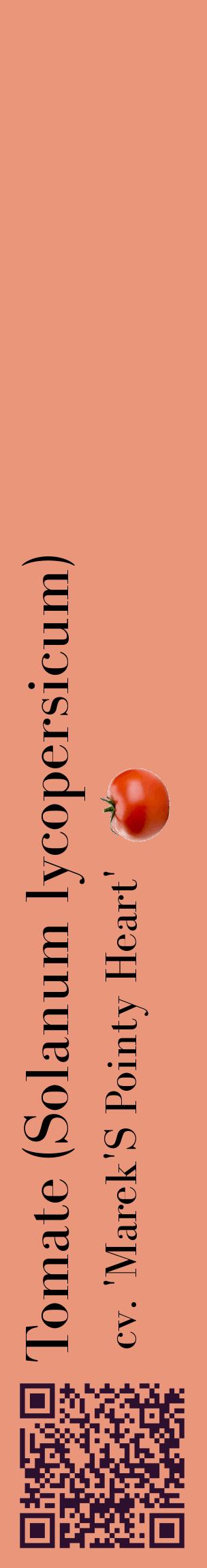 Étiquette de : Solanum lycopersicum cv. 'Marek'S Pointy Heart' - format c - style noire37_basiquebod avec qrcode et comestibilité simplifiée