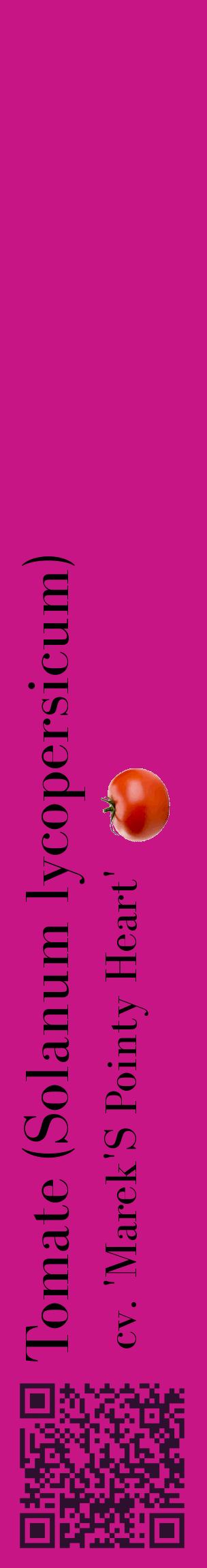 Étiquette de : Solanum lycopersicum cv. 'Marek'S Pointy Heart' - format c - style noire45_basiquebod avec qrcode et comestibilité simplifiée
