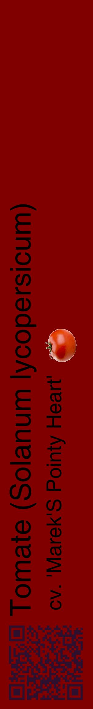 Étiquette de : Solanum lycopersicum cv. 'Marek'S Pointy Heart' - format c - style noire29_basiquehel avec qrcode et comestibilité simplifiée