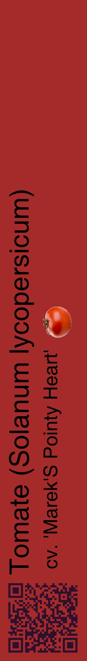 Étiquette de : Solanum lycopersicum cv. 'Marek'S Pointy Heart' - format c - style noire33_basiquehel avec qrcode et comestibilité simplifiée