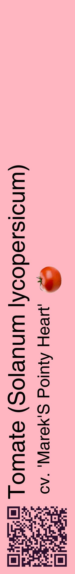 Étiquette de : Solanum lycopersicum cv. 'Marek'S Pointy Heart' - format c - style noire41_basiquehel avec qrcode et comestibilité simplifiée