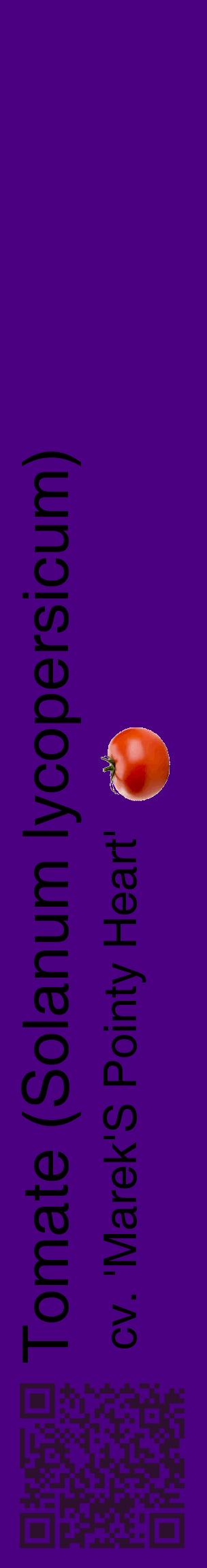 Étiquette de : Solanum lycopersicum cv. 'Marek'S Pointy Heart' - format c - style noire47_basiquehel avec qrcode et comestibilité simplifiée