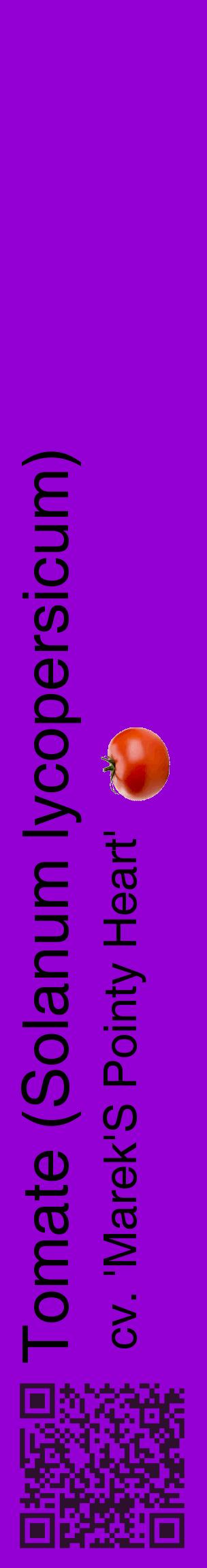 Étiquette de : Solanum lycopersicum cv. 'Marek'S Pointy Heart' - format c - style noire48_basiquehel avec qrcode et comestibilité simplifiée
