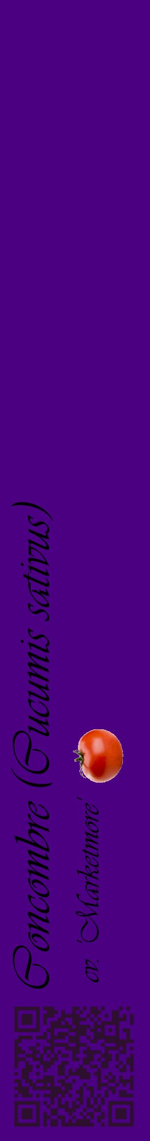 Étiquette de : Cucumis sativus cv. 'Marketmore' - format c - style noire47_basiqueviv avec qrcode et comestibilité simplifiée