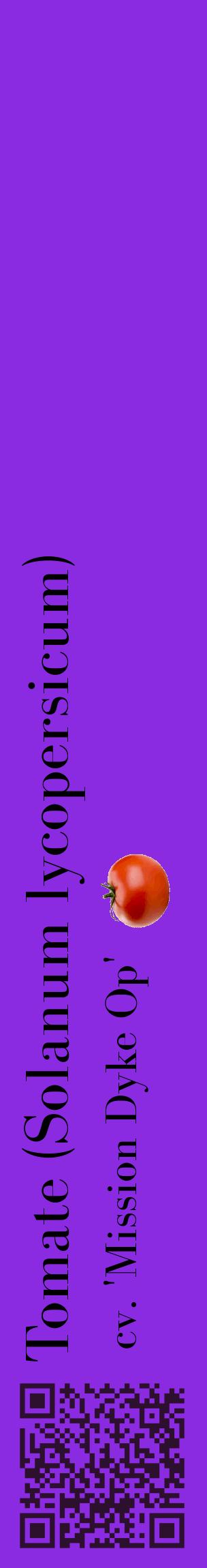Étiquette de : Solanum lycopersicum cv. 'Mission Dyke Op' - format c - style noire49_basiquebod avec qrcode et comestibilité simplifiée