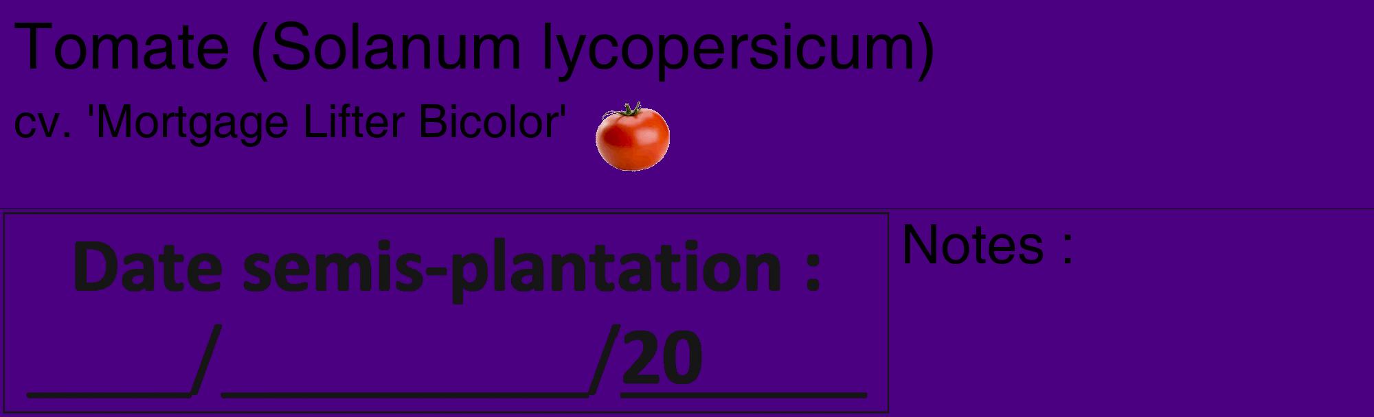 Étiquette de : Solanum lycopersicum cv. 'Mortgage Lifter Bicolor' - format c - style noire47_basique_basiquehel avec comestibilité simplifiée