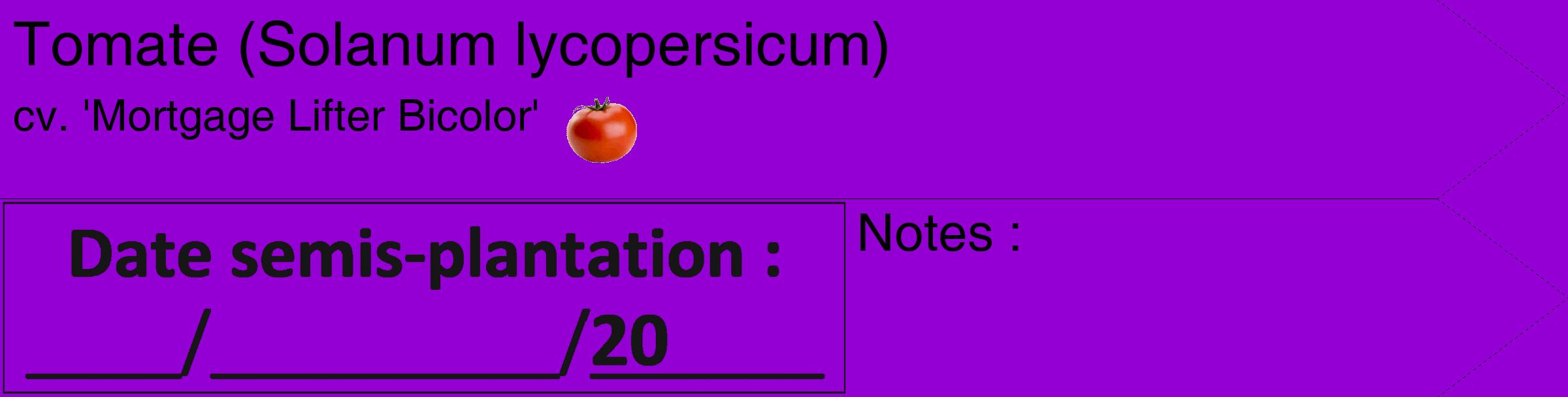 Étiquette de : Solanum lycopersicum cv. 'Mortgage Lifter Bicolor' - format c - style noire48simple_simple_simplehel avec comestibilité simplifiée