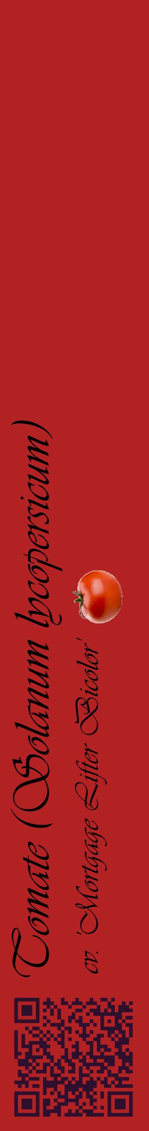 Étiquette de : Solanum lycopersicum cv. 'Mortgage Lifter Bicolor' - format c - style noire28_basiqueviv avec qrcode et comestibilité simplifiée