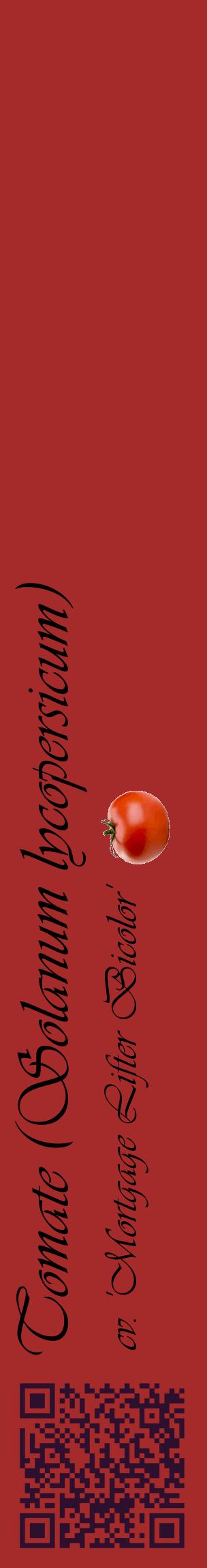 Étiquette de : Solanum lycopersicum cv. 'Mortgage Lifter Bicolor' - format c - style noire33_basiqueviv avec qrcode et comestibilité simplifiée