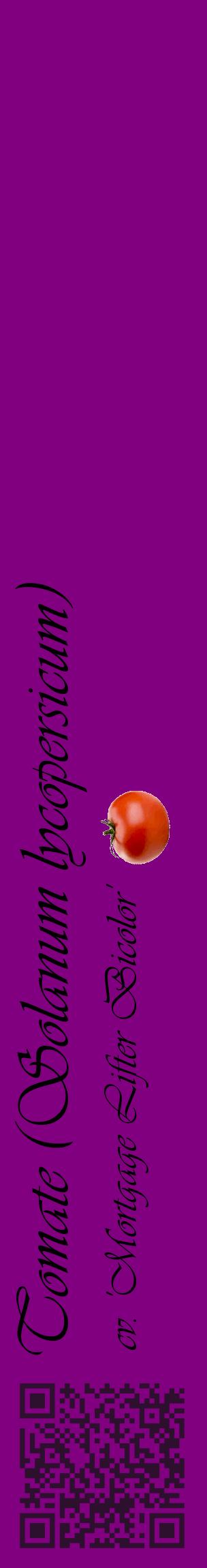 Étiquette de : Solanum lycopersicum cv. 'Mortgage Lifter Bicolor' - format c - style noire46_basiqueviv avec qrcode et comestibilité simplifiée