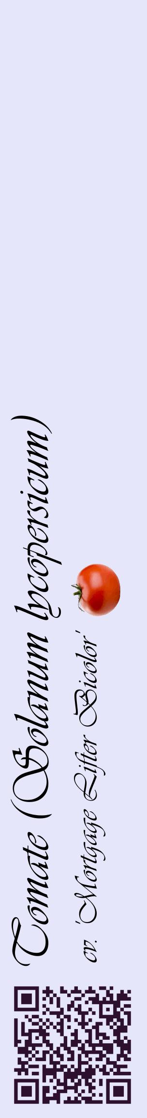Étiquette de : Solanum lycopersicum cv. 'Mortgage Lifter Bicolor' - format c - style noire55_basiqueviv avec qrcode et comestibilité simplifiée