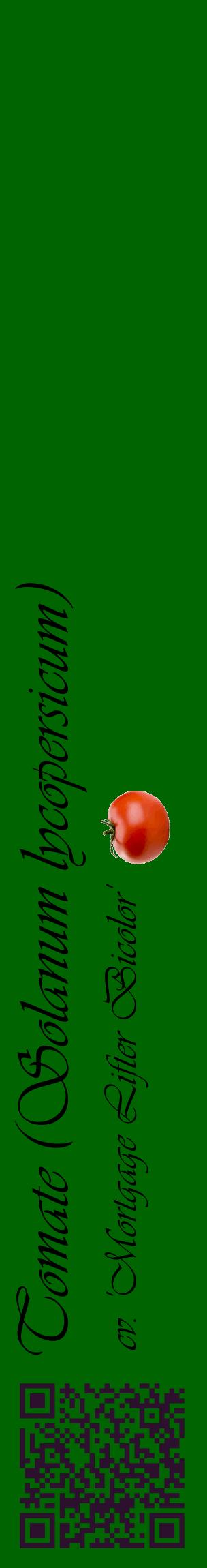 Étiquette de : Solanum lycopersicum cv. 'Mortgage Lifter Bicolor' - format c - style noire8_basiqueviv avec qrcode et comestibilité simplifiée