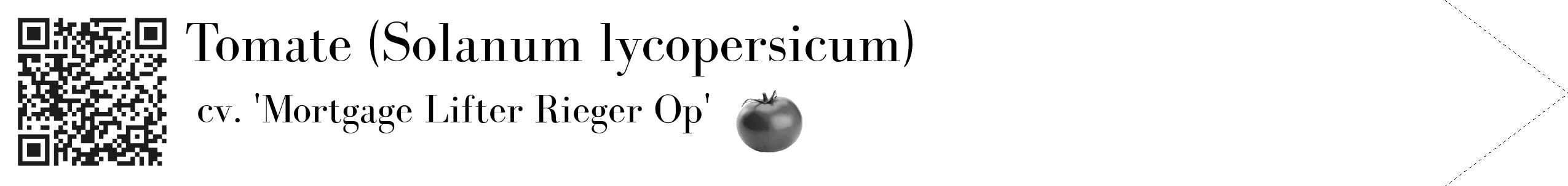 Étiquette de : Solanum lycopersicum cv. 'Mortgage Lifter Rieger Op' - format c - style noire60_simple_simplebod avec qrcode et comestibilité simplifiée