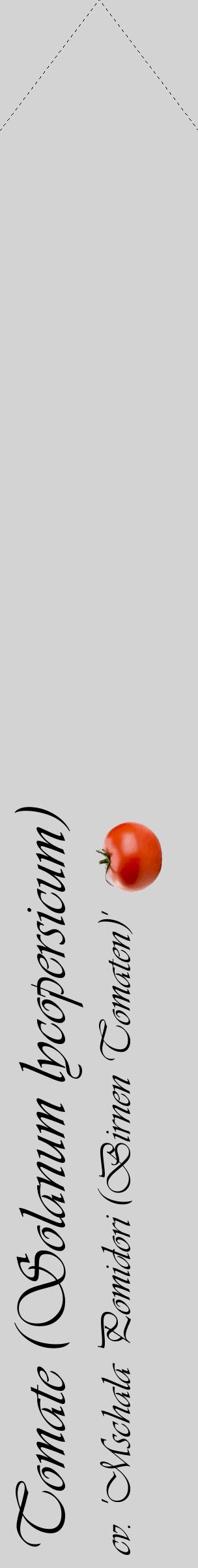 Étiquette de : Solanum lycopersicum cv. 'Mschala Pomidori (Birnen Tomaten)' - format c - style noire56_simpleviv avec comestibilité simplifiée