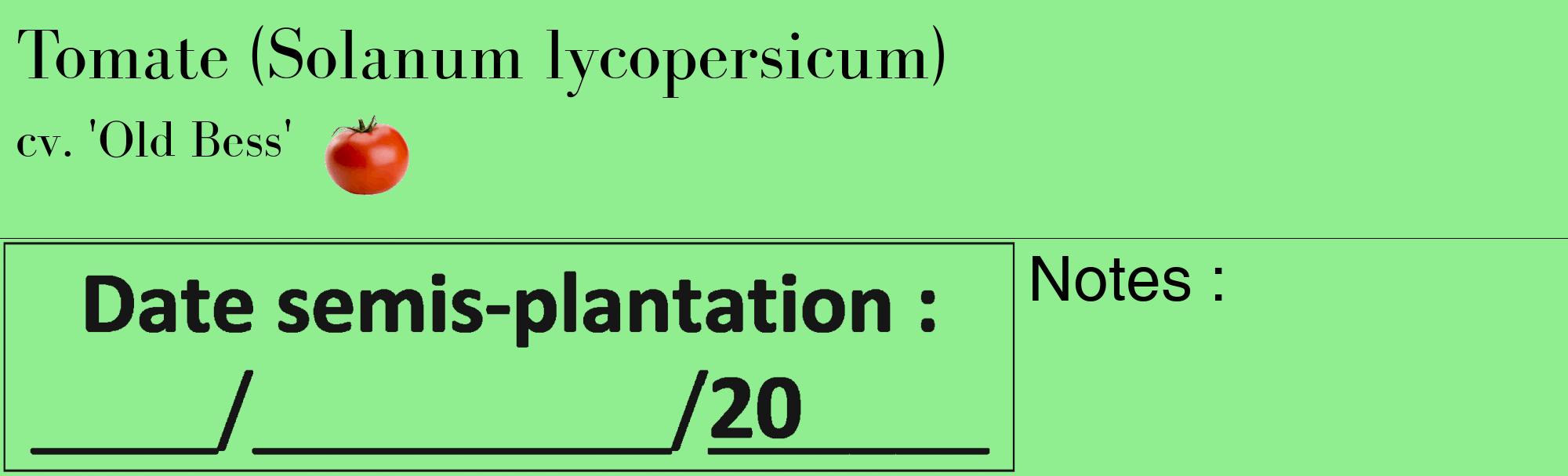 Étiquette de : Solanum lycopersicum cv. 'Old Bess' - format c - style noire15_basique_basiquebod avec comestibilité simplifiée