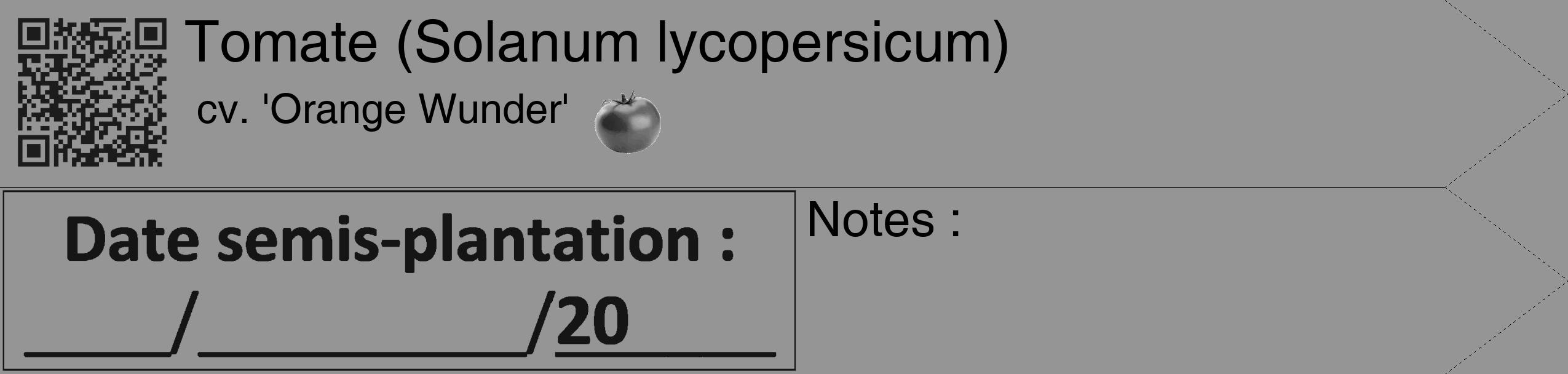 Étiquette de : Solanum lycopersicum cv. 'Orange Wunder' - format c - style noire16_simple_simplehel avec qrcode et comestibilité simplifiée