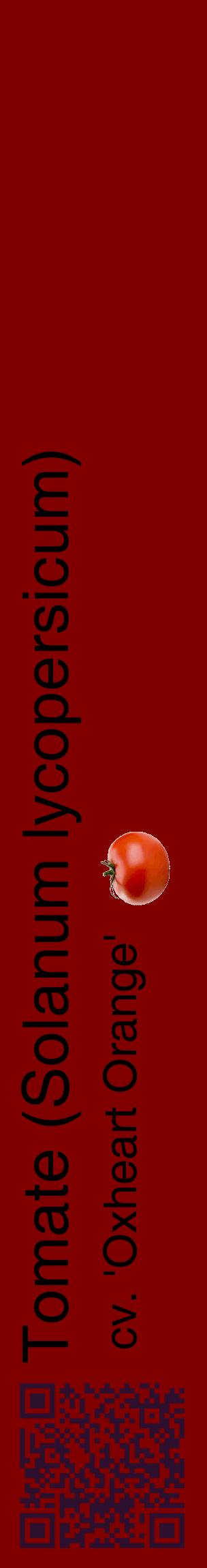 Étiquette de : Solanum lycopersicum cv. 'Oxheart Orange' - format c - style noire29_basiquehel avec qrcode et comestibilité simplifiée
