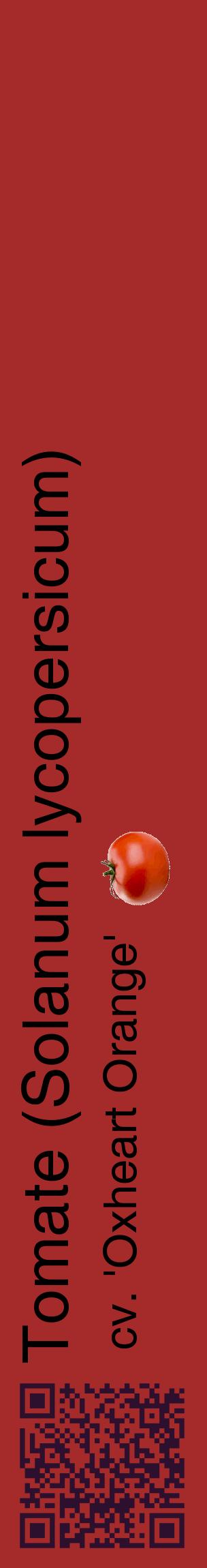Étiquette de : Solanum lycopersicum cv. 'Oxheart Orange' - format c - style noire33_basiquehel avec qrcode et comestibilité simplifiée