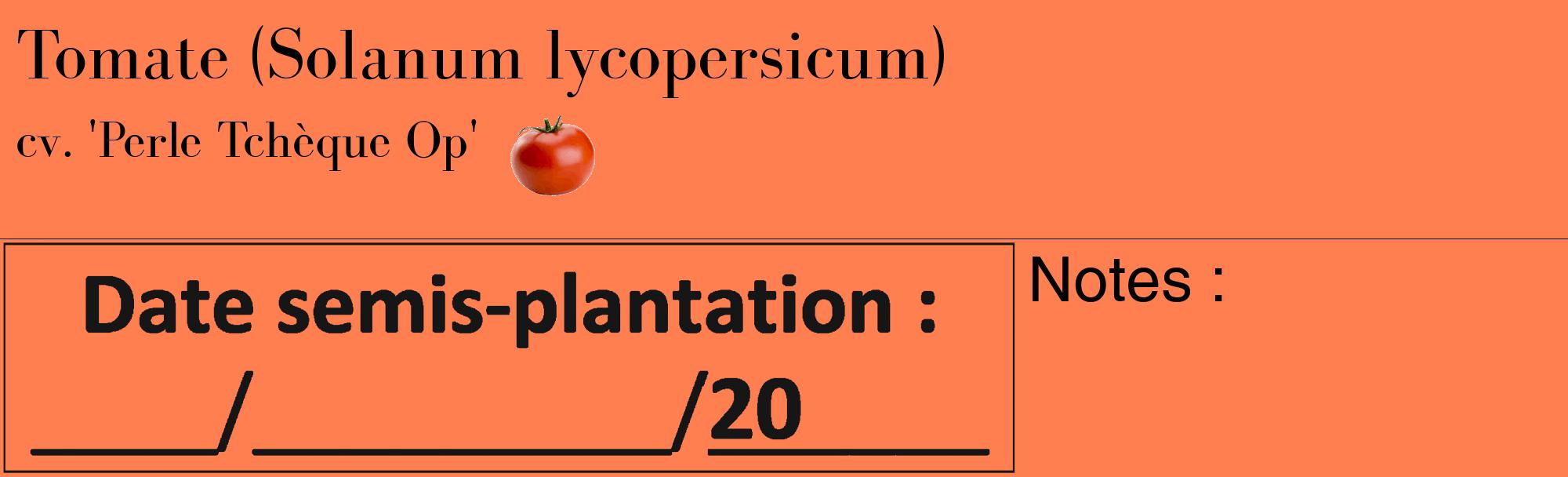 Étiquette de : Solanum lycopersicum cv. 'Perle Tchèque Op' - format c - style noire24_basique_basiquebod avec comestibilité simplifiée