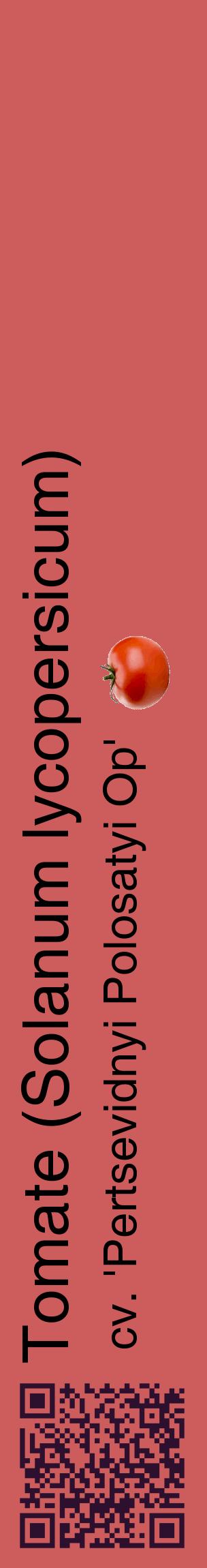 Étiquette de : Solanum lycopersicum cv. 'Pertsevidnyi Polosatyi Op' - format c - style noire35_basiquehel avec qrcode et comestibilité simplifiée