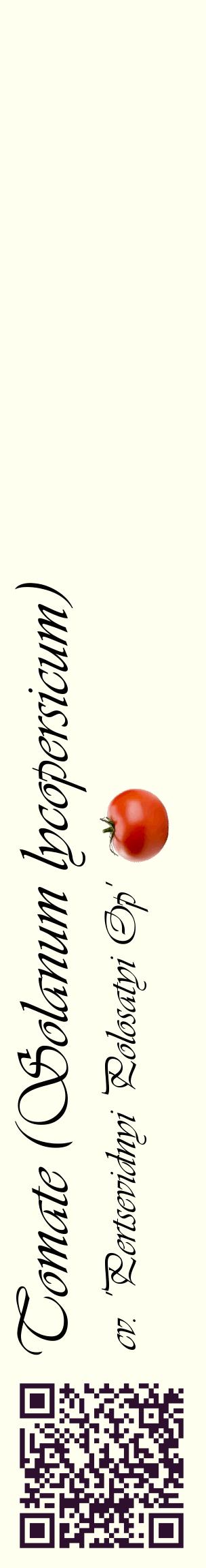 Étiquette de : Solanum lycopersicum cv. 'Pertsevidnyi Polosatyi Op' - format c - style noire19_basiqueviv avec qrcode et comestibilité simplifiée