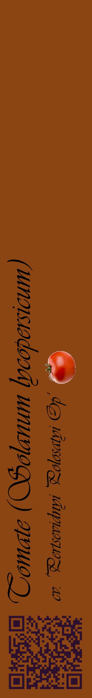 Étiquette de : Solanum lycopersicum cv. 'Pertsevidnyi Polosatyi Op' - format c - style noire30_basiqueviv avec qrcode et comestibilité simplifiée