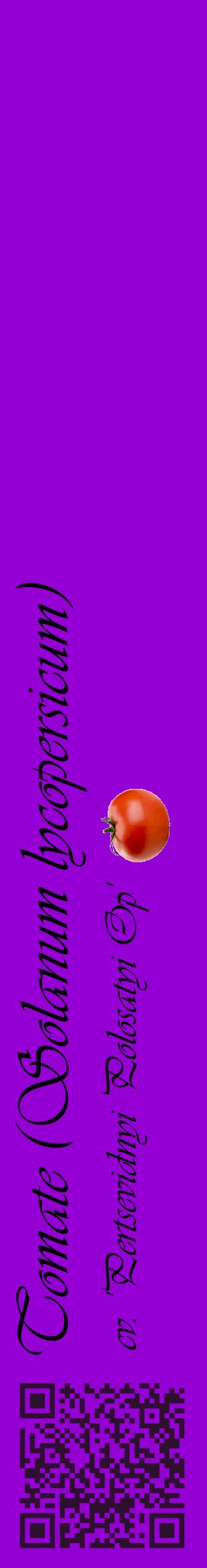 Étiquette de : Solanum lycopersicum cv. 'Pertsevidnyi Polosatyi Op' - format c - style noire48_basiqueviv avec qrcode et comestibilité simplifiée