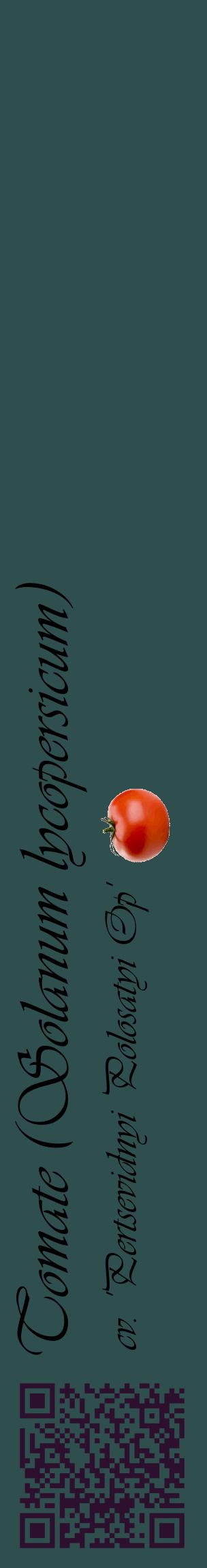 Étiquette de : Solanum lycopersicum cv. 'Pertsevidnyi Polosatyi Op' - format c - style noire58_basiqueviv avec qrcode et comestibilité simplifiée