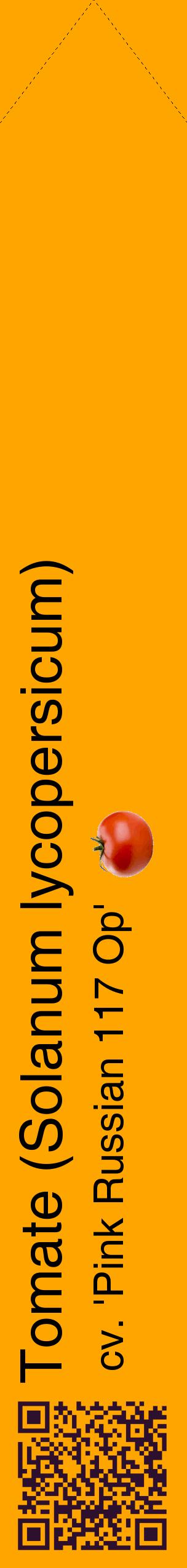 Étiquette de : Solanum lycopersicum cv. 'Pink Russian 117 Op' - format c - style noire22_simplehel avec qrcode et comestibilité simplifiée