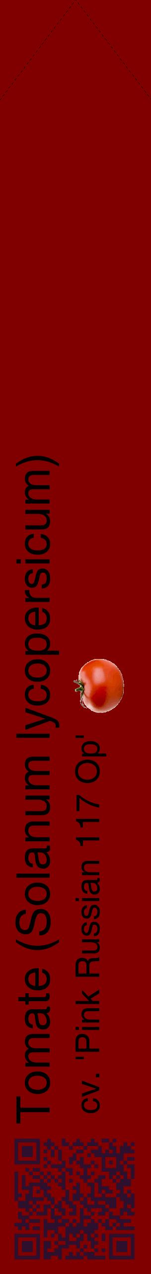 Étiquette de : Solanum lycopersicum cv. 'Pink Russian 117 Op' - format c - style noire29_simplehel avec qrcode et comestibilité simplifiée