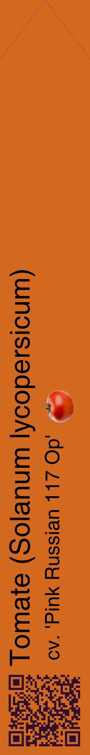 Étiquette de : Solanum lycopersicum cv. 'Pink Russian 117 Op' - format c - style noire31_simplehel avec qrcode et comestibilité simplifiée